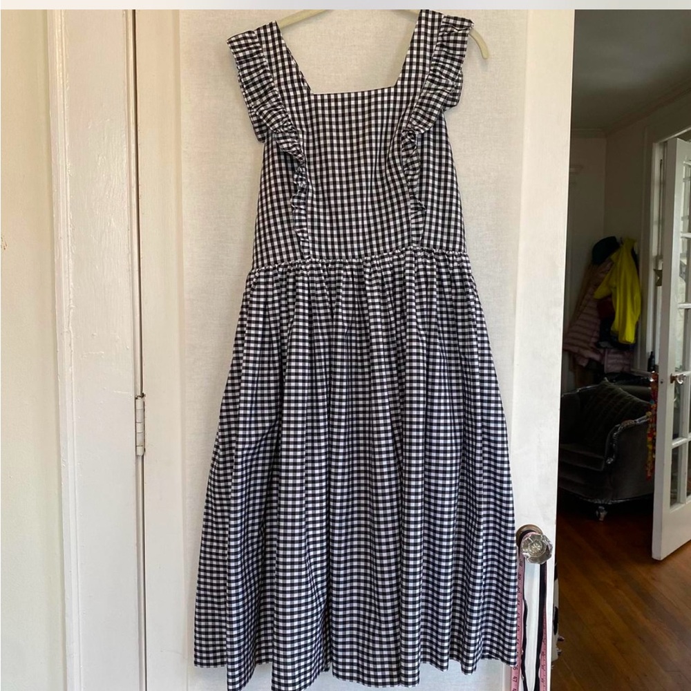 Hearts and Found gingham pinafore midi dress.